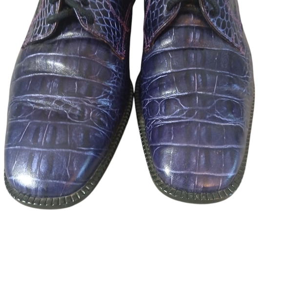 Maggio & Rosetto Purple Crocodile Embossed Leather Oxford Flats Women's sz 8-8.5 - Picture 3 of 12